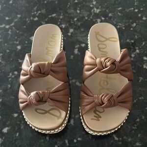 Sam Edelman Brown Sandals with Bow Accents